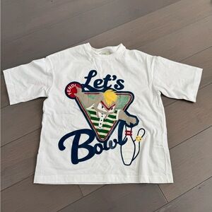 Fendi Kids White Tee with Navy Detail size 6Y